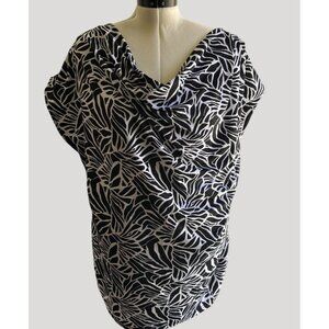 Avenue Studio Women's Black & White Cowl Neck Blouse Size 22/24 Sku C3006